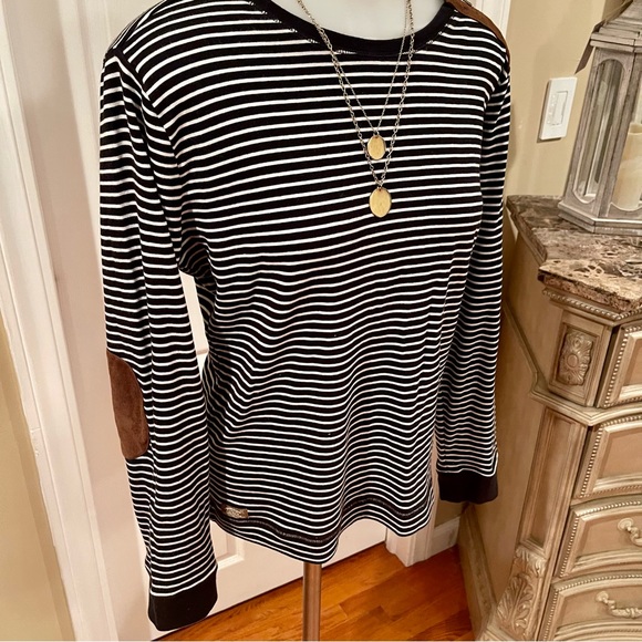 Lauren by Ralph Lauren Women’s Elbow Patch Stripe Top - Picture 7 of 7